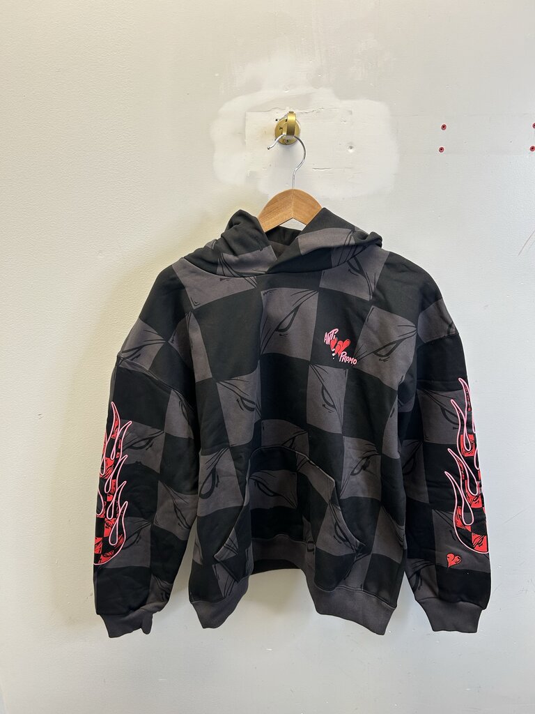New Matty Boy Grey Black Flame Hoodie size M