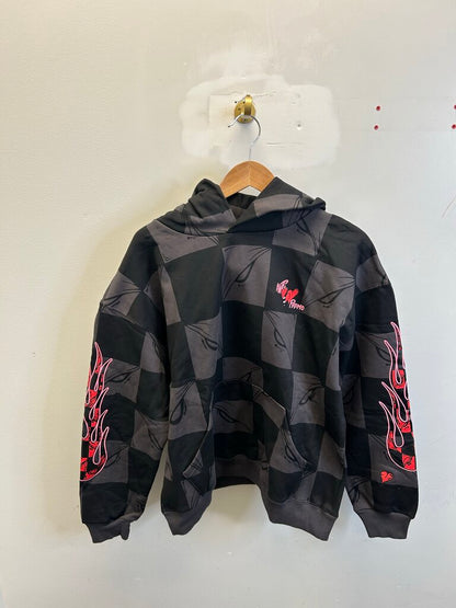 New Matty Boy Grey Black Flame Hoodie size M