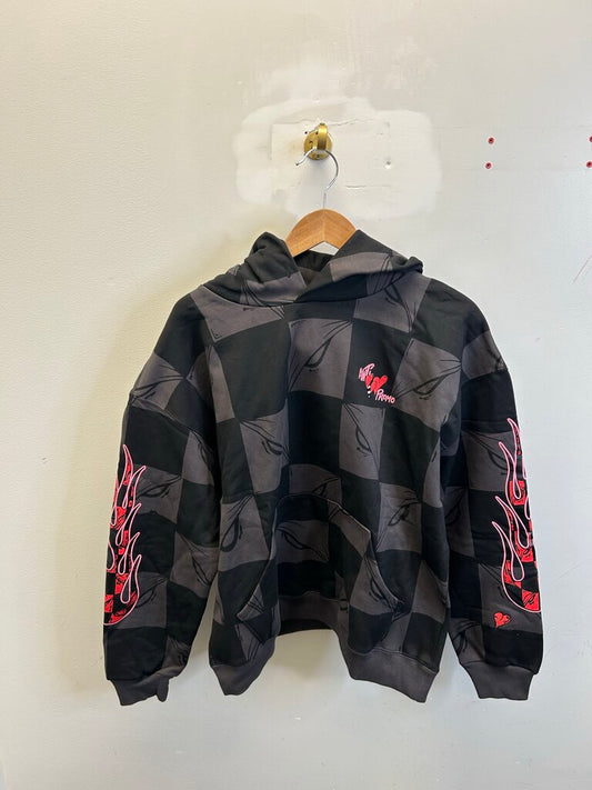 New Matty Boy Grey Black Flame Hoodie size M