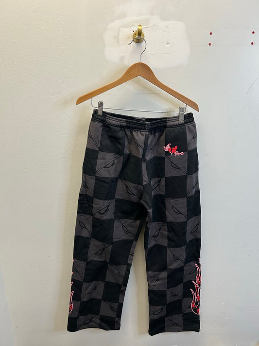 New Matty Boy Grey Black Flame Sweatpants size M