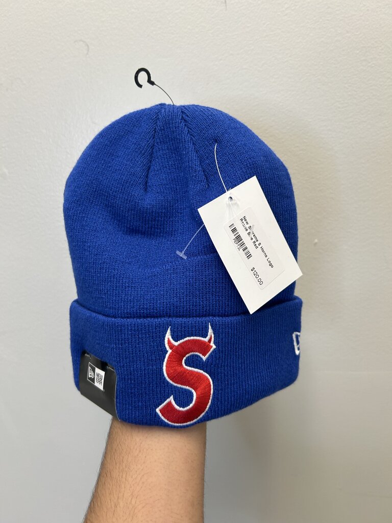 New Supreme S Horns Logo Beanie Blue Red