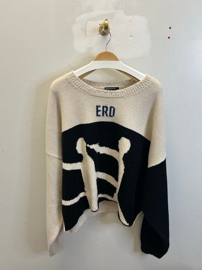 ERD Cashmere Headshot Cream Black Sweater size XL