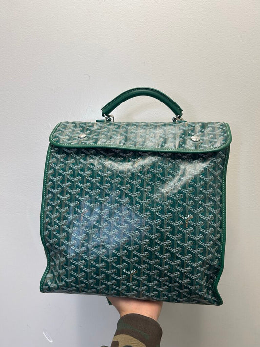 Preowned Goyard Green Goyardine Saint Ledger Backpack