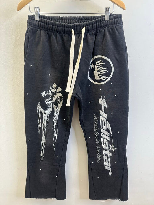 New Hellstar Flame Flare Black Sweatpants size XL
