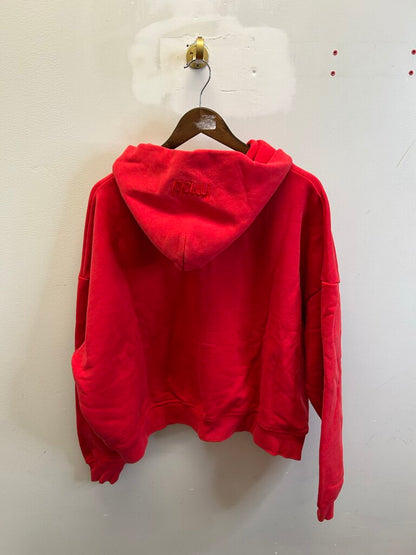 New HMDD Clifford Red Distressed Zip Hoodie Size Small