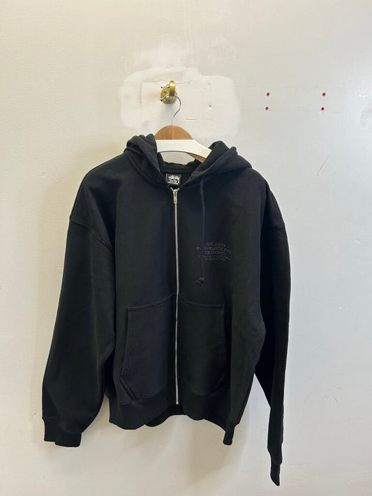 New Stussy Internnation Designs Black Zip Up Sz.Medium