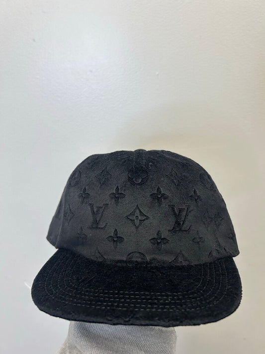 Preowned Louis Vuitton Black Monogram Suede Hat
