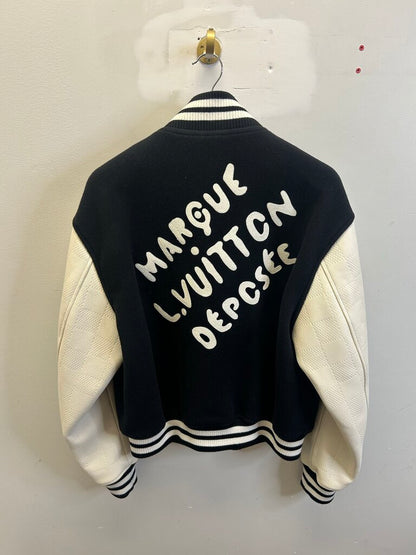 Preowned Louis Vuitton Black LV Pearl Varsity Jacket Sz.52/Large