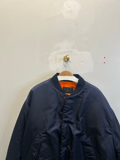 Preowned Prada RAF Navy Orange Gold Button Bomber Sz.Small