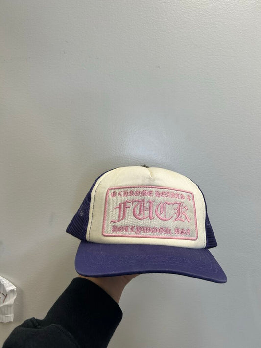 Preowned Chrome Hearts Pink Purple Fuck Trucker