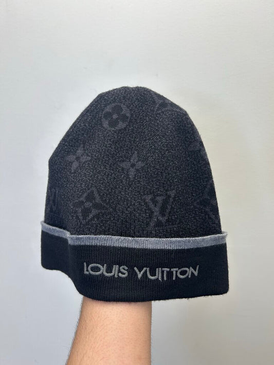 Preowned Louis Vuitton Black Grey Monogram Beanie