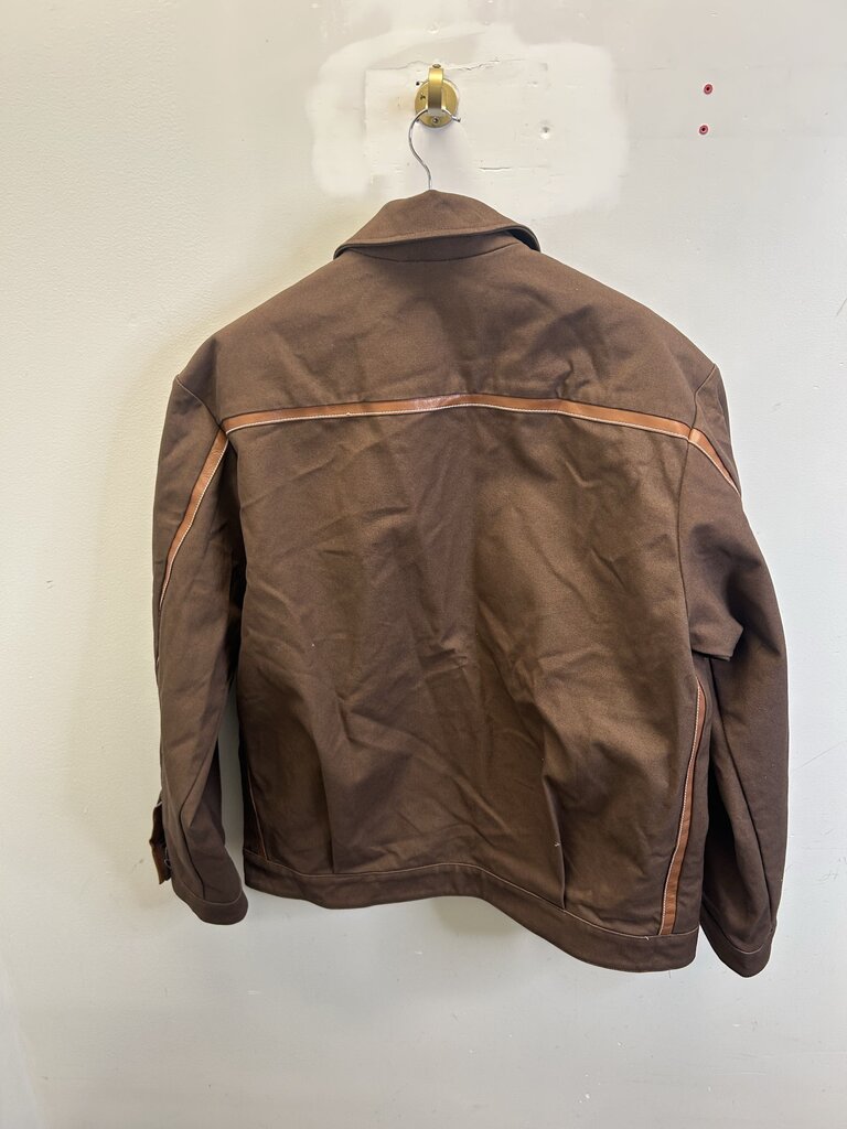 Preowned Miu Miu Canvas Leather Brown Work Jacket size 48(XL)