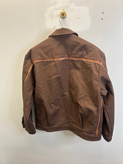 Preowned Miu Miu Canvas Leather Brown Work Jacket size 48(XL)