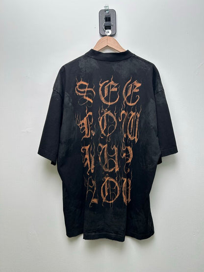 Preowned Balenciaga Bleach Logo Mud Black Tee sz.S (Fits M-L)