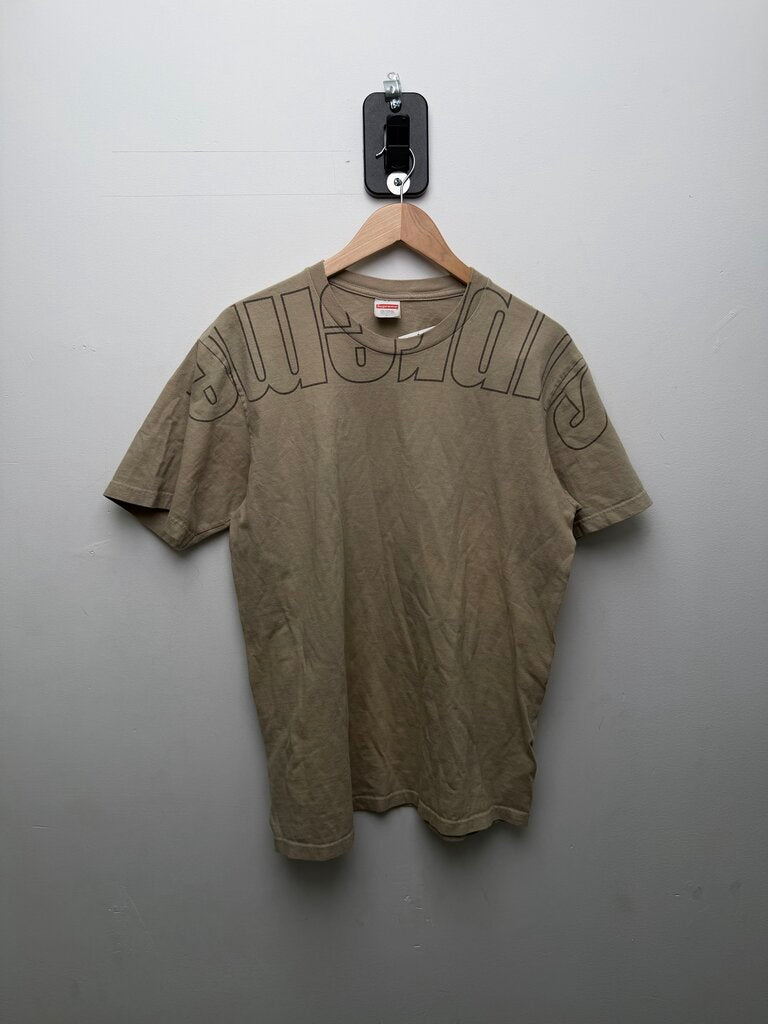 Preowned Supreme Tan Chest Logo Tee Size Large