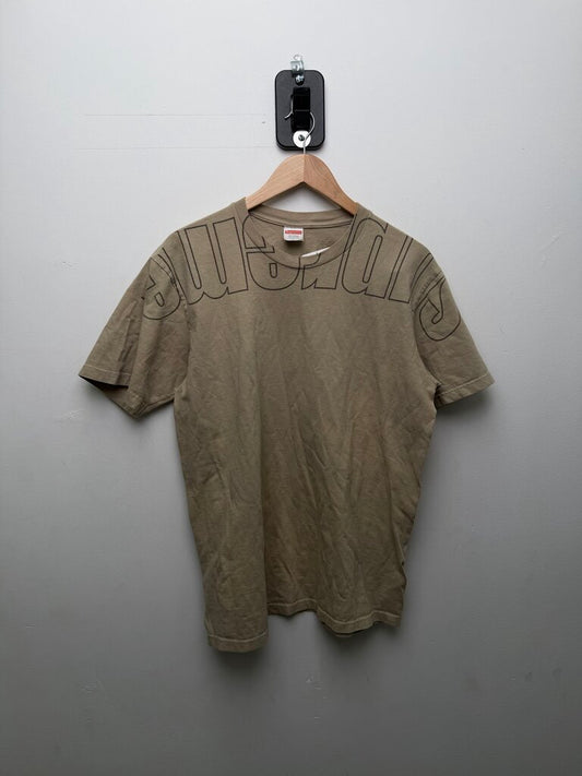 Preowned Supreme Tan Chest Logo Tee Size Large