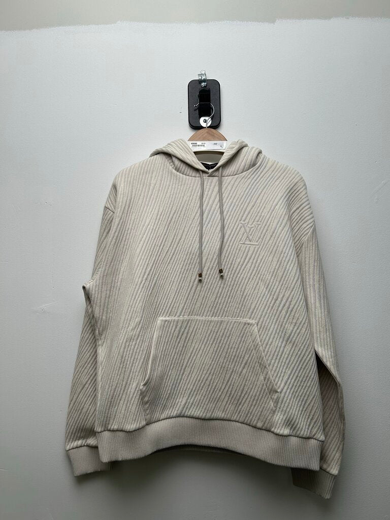 New Louis Vuitton Jersey White Blue Jacquard Hoodie sz.L
