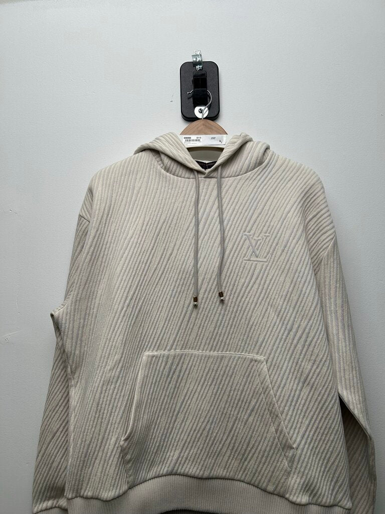 New Louis Vuitton Jersey White Blue Jacquard Hoodie sz.L