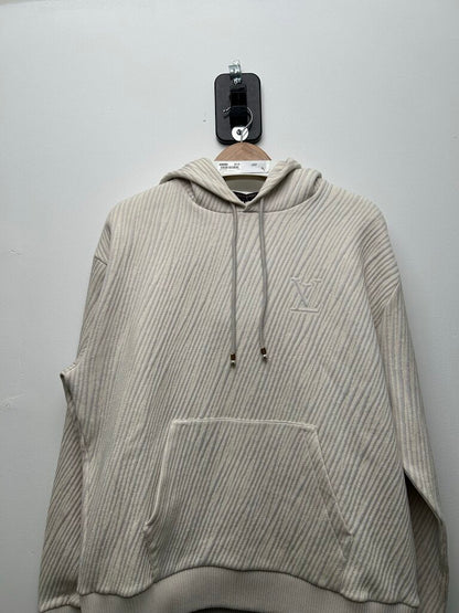 New Louis Vuitton Jersey White Blue Jacquard Hoodie sz.L