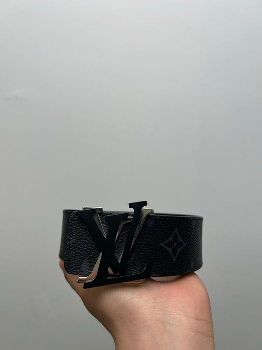 Preowned Louis Vuitton Monogram Grey Black Belt size 95