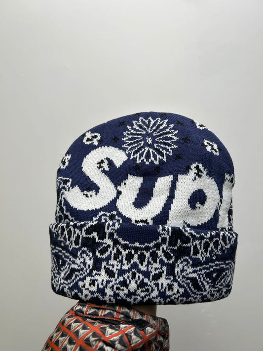 New Supreme Paisley Blue Beanie
