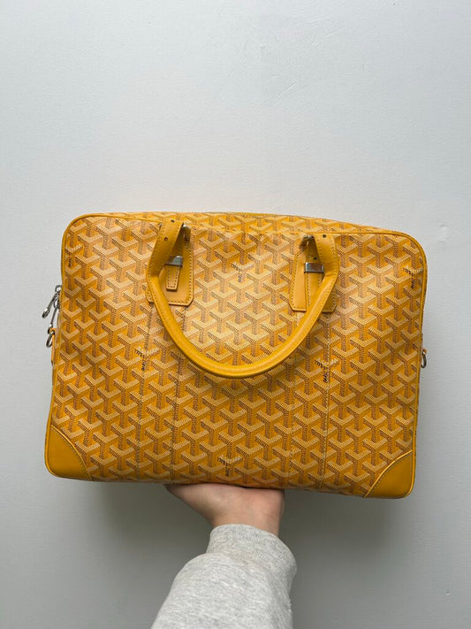 Preowned Goyard Ambassade Yellow Brief Case Bag