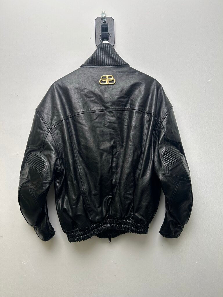 Preowned Balenciaga Leather Bike Jacket size 38(L/XL)