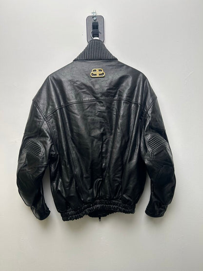 Preowned Balenciaga Leather Bike Jacket size 38(L/XL)