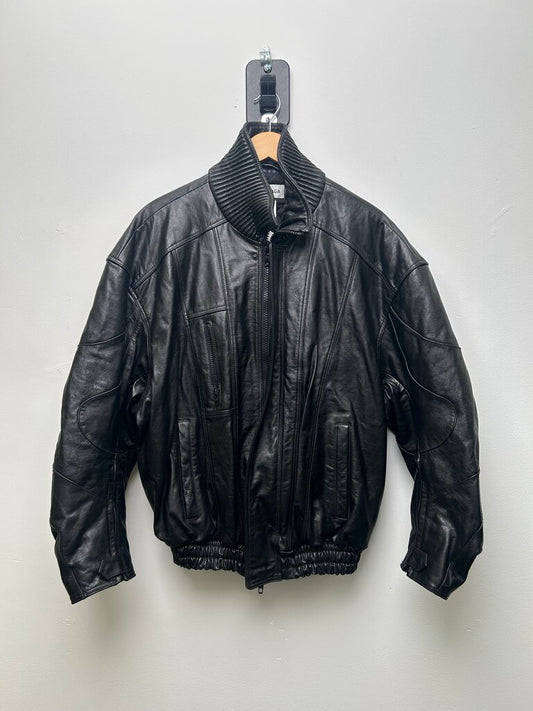 Preowned Balenciaga Leather Bike Jacket size 38(L/XL)