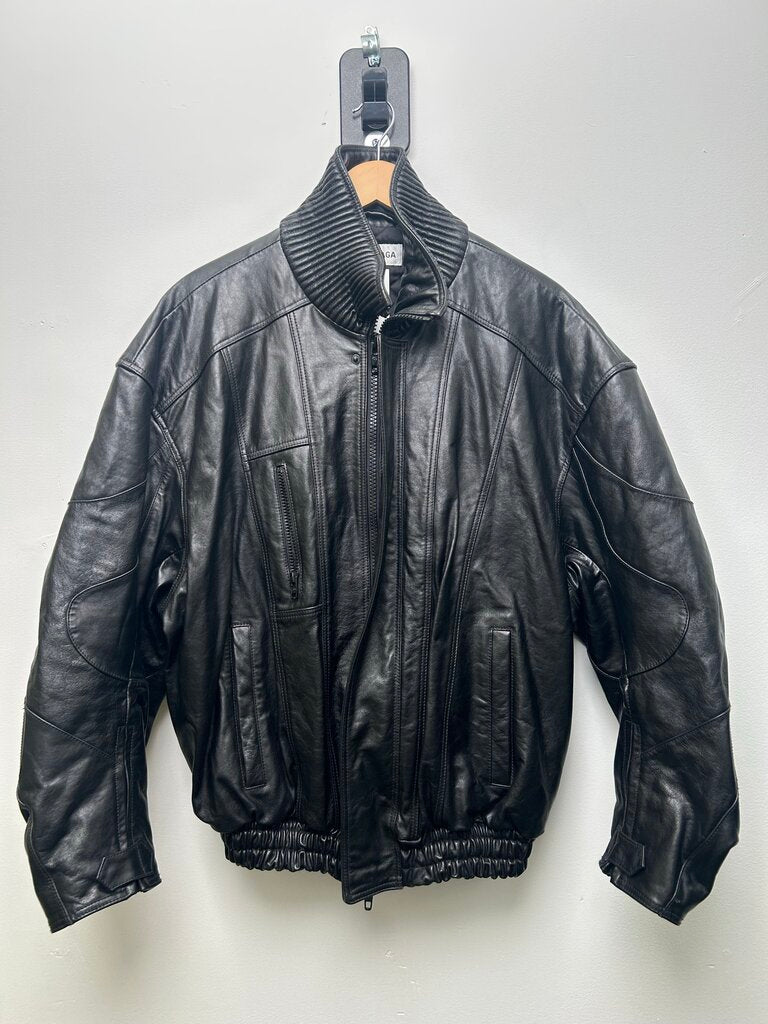 Preowned Balenciaga Leather Bike Jacket size 38(L/XL)