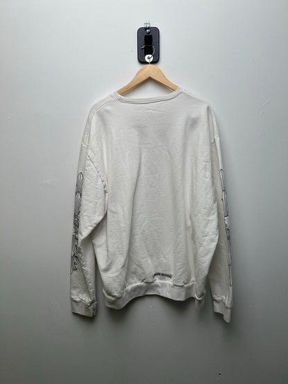 Preowned Chrome Hearts Black Love You Neck Logo White Crewneck sz.XXL
