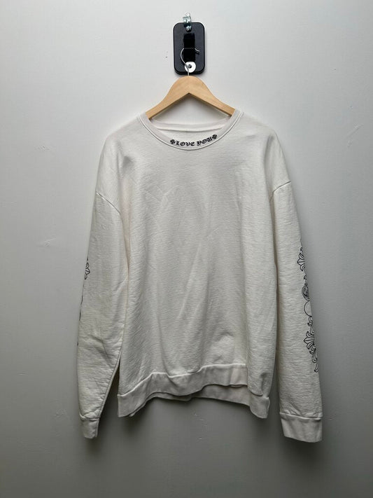 Preowned Chrome Hearts Black Love You Neck Logo White Crewneck sz.XXL