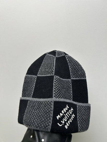 New Louis Vuitton Damier Grey Black Beanie