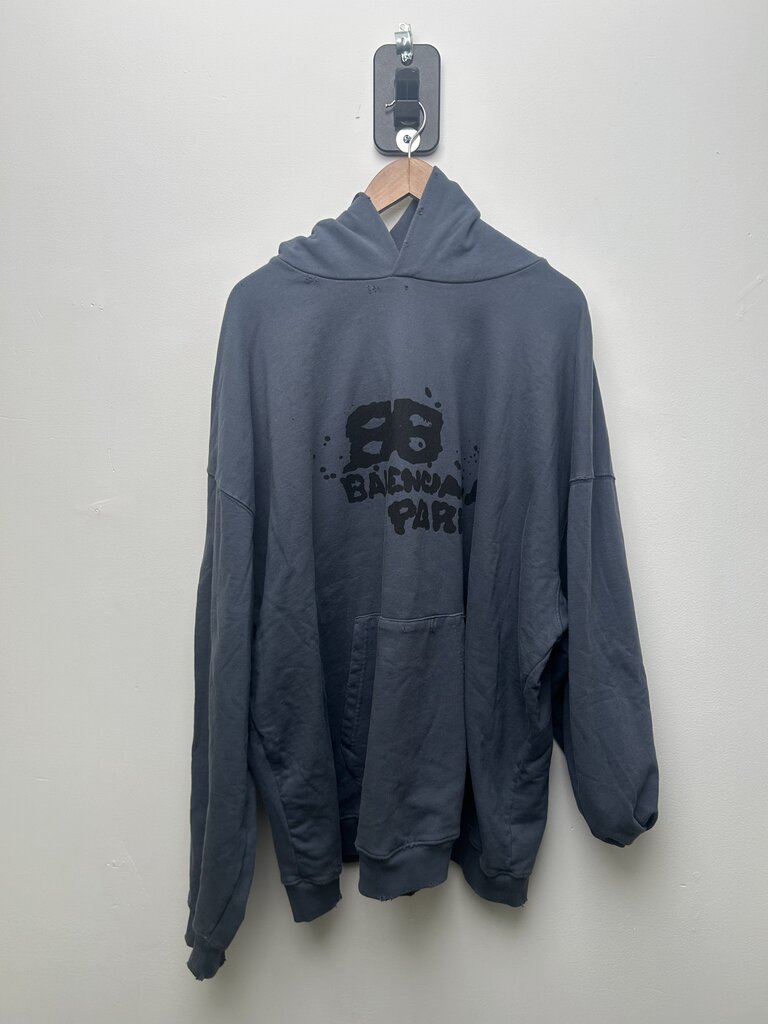 Preowned Balenciaga BB Paris Navy Hoodie Size 1 (XXL)