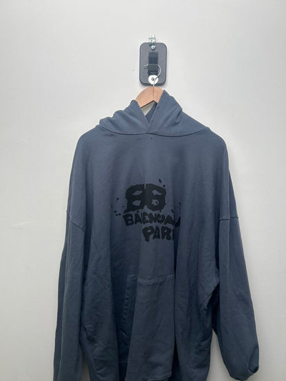 Preowned Balenciaga BB Paris Navy Hoodie Size 1 (XXL)