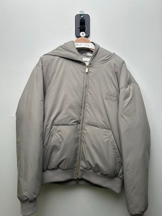 Preowned Miu Miu Grey Puffer Coat Size 50