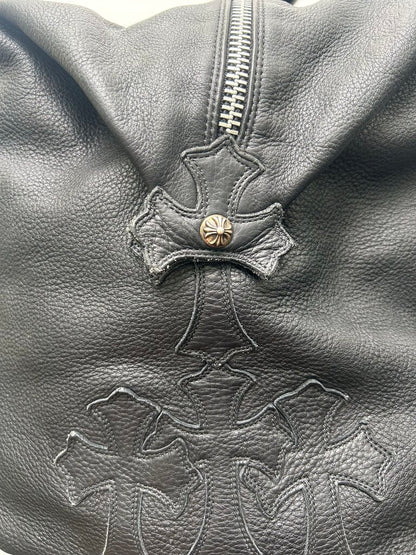 Chrome Hearts Black Leather Weekend Patch Bag