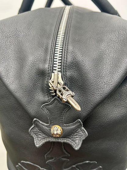 Chrome Hearts Black Leather Weekend Patch Bag