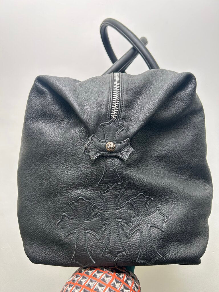 Chrome Hearts Black Leather Weekend Patch Bag