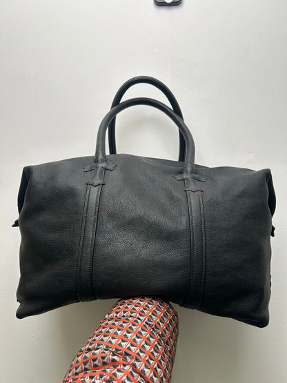 Chrome Hearts Black Leather Weekend Patch Bag