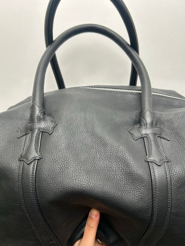 Chrome Hearts Black Leather Weekend Patch Bag