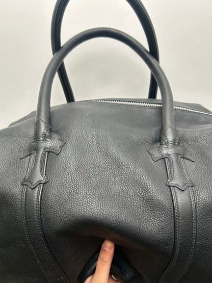 Chrome Hearts Black Leather Weekend Patch Bag