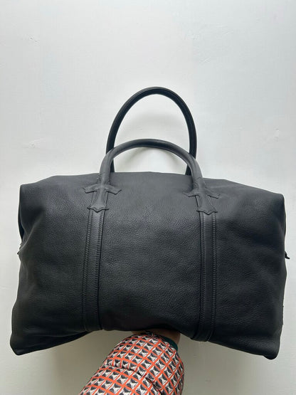 Chrome Hearts Black Leather Weekend Patch Bag