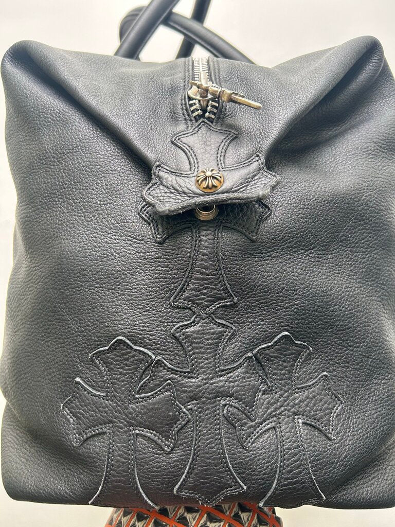 Chrome Hearts Black Leather Weekend Patch Bag