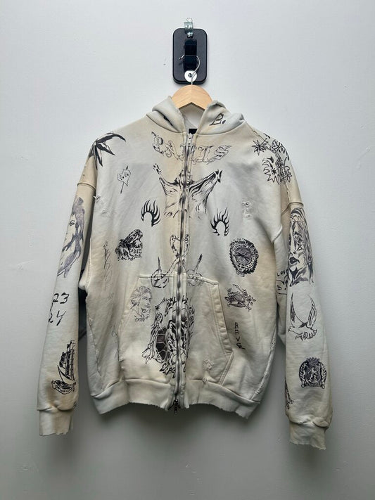 Preowned Balenciaga Tattoo Zip Hoodie size S