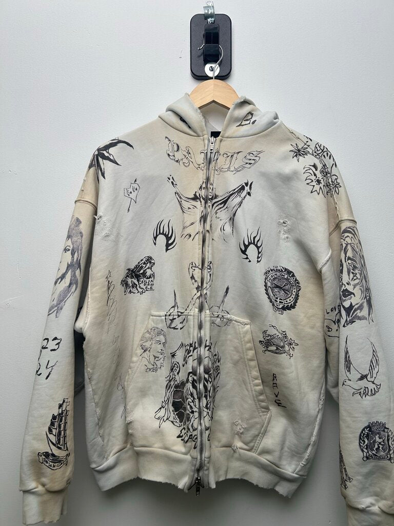 Preowned Balenciaga Tattoo Zip Hoodie size S