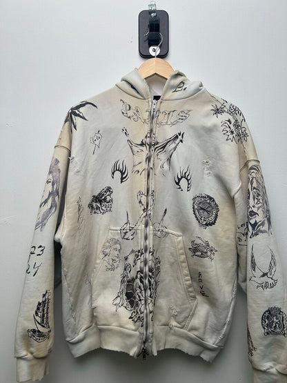 Preowned Balenciaga Tattoo Zip Hoodie size S
