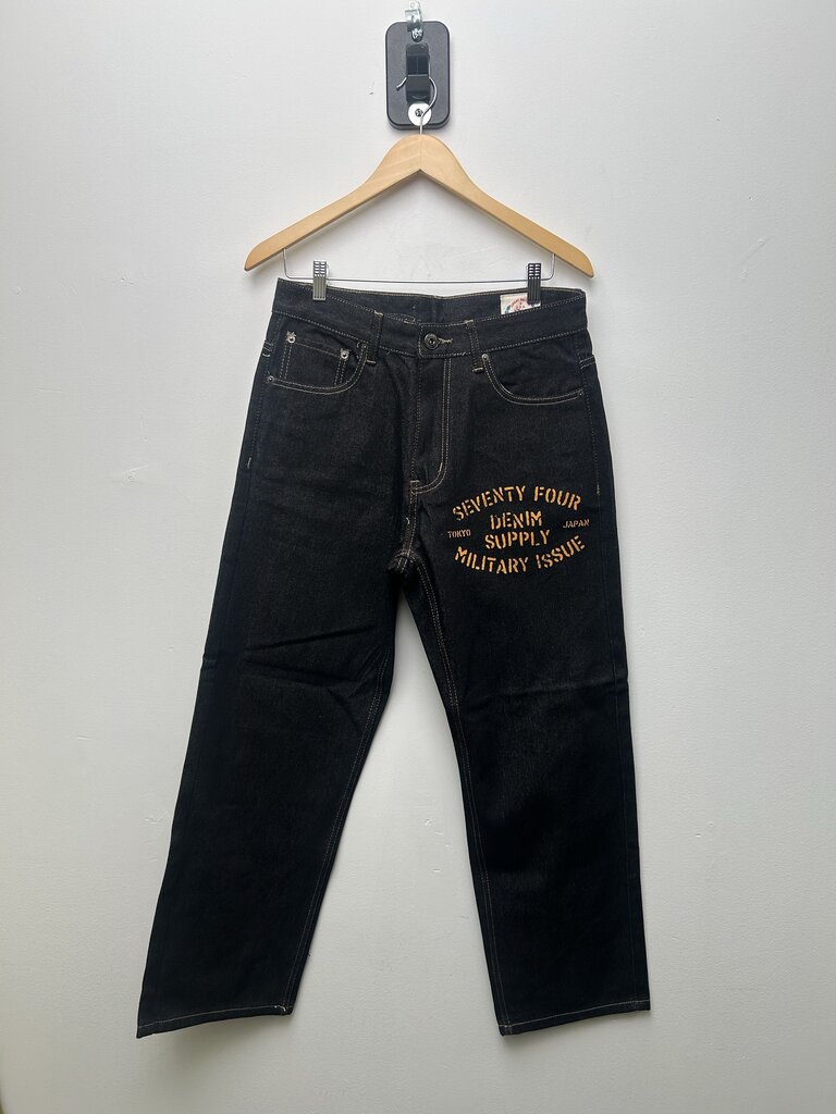 New 74 Is War Supply Patch Black Denim sz.32