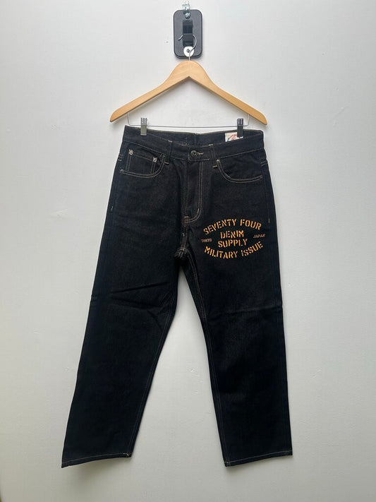 New 74 Is War Supply Patch Black Denim sz.32