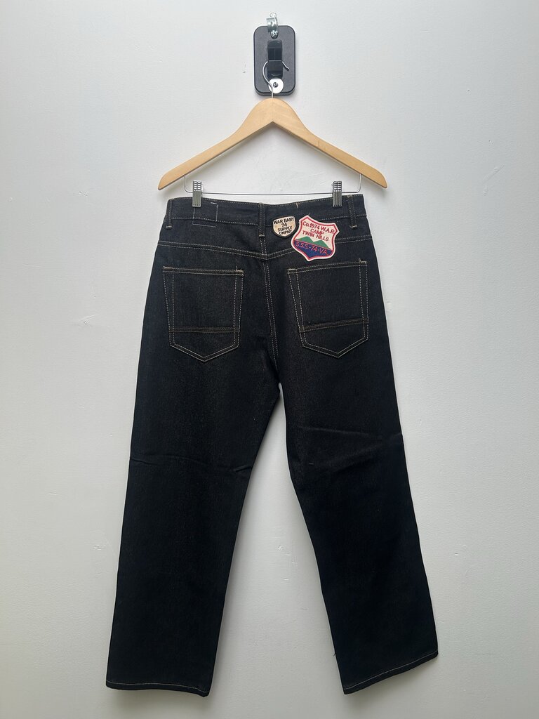 New 74 Is War Supply Patch Black Denim sz.32